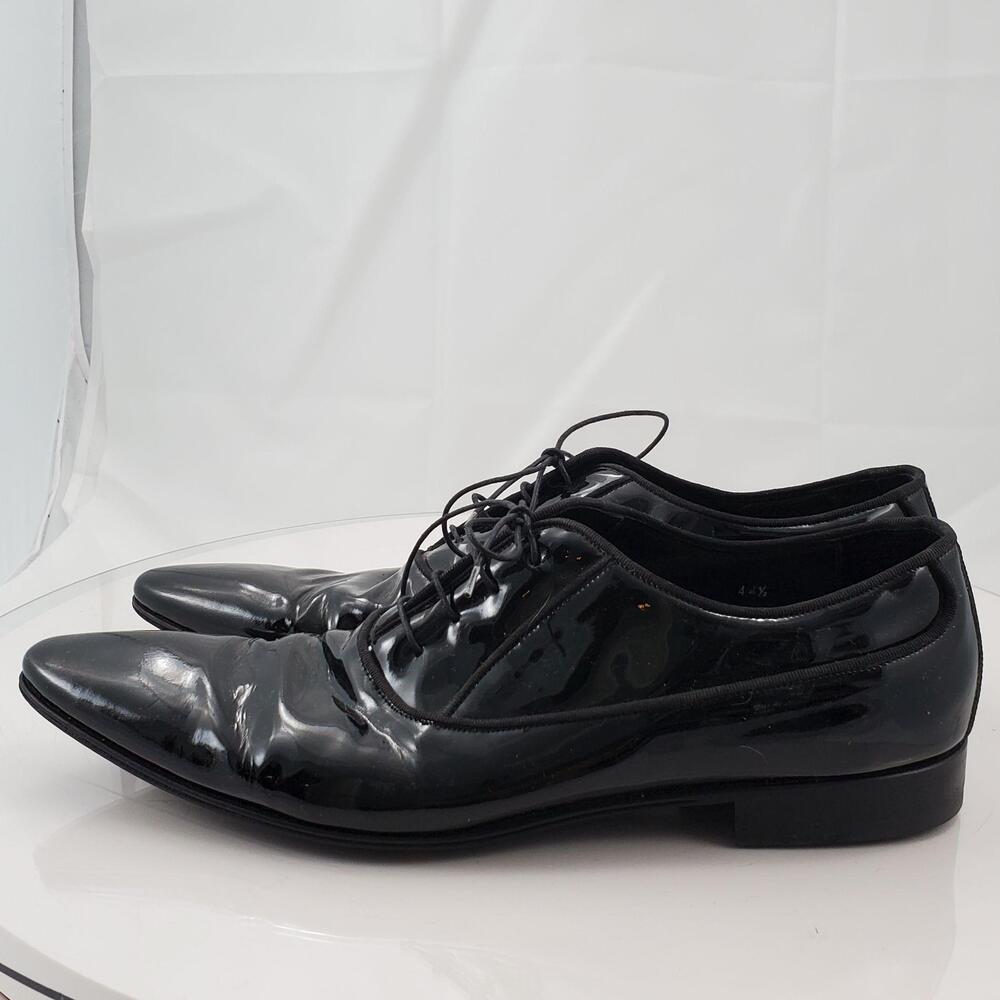Dolce & Gabbana Shoes 44.5/11.5 Black Patent Leather Oxford Dress Pointed Toe